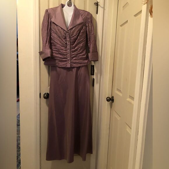 NWT 90’s Cachet metallic violet / lavender  skirt & jacket -   size 8 TALL - Picture 1 of 12